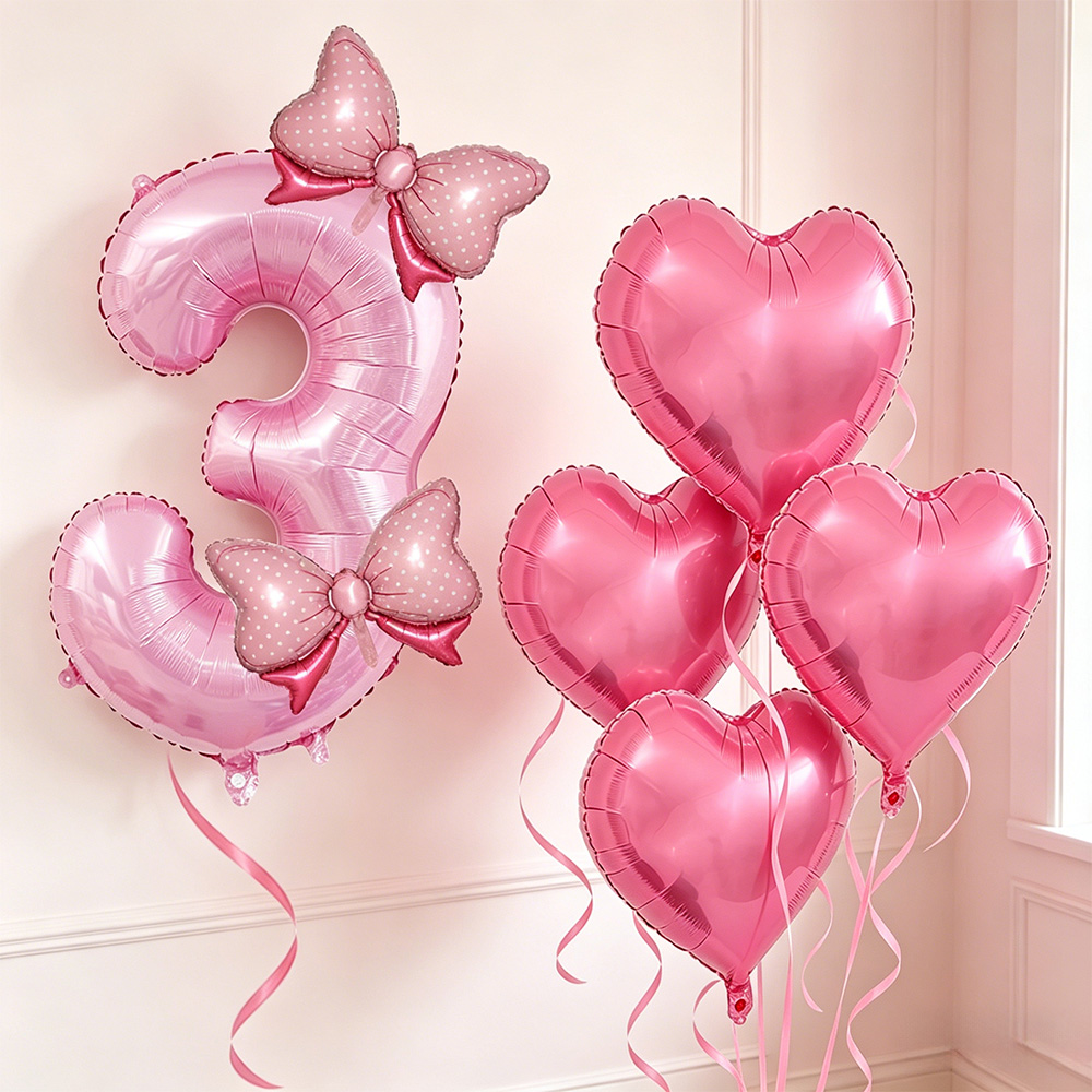 Confetti Balloon Set - Pink Bow Party Decor Pink Bow