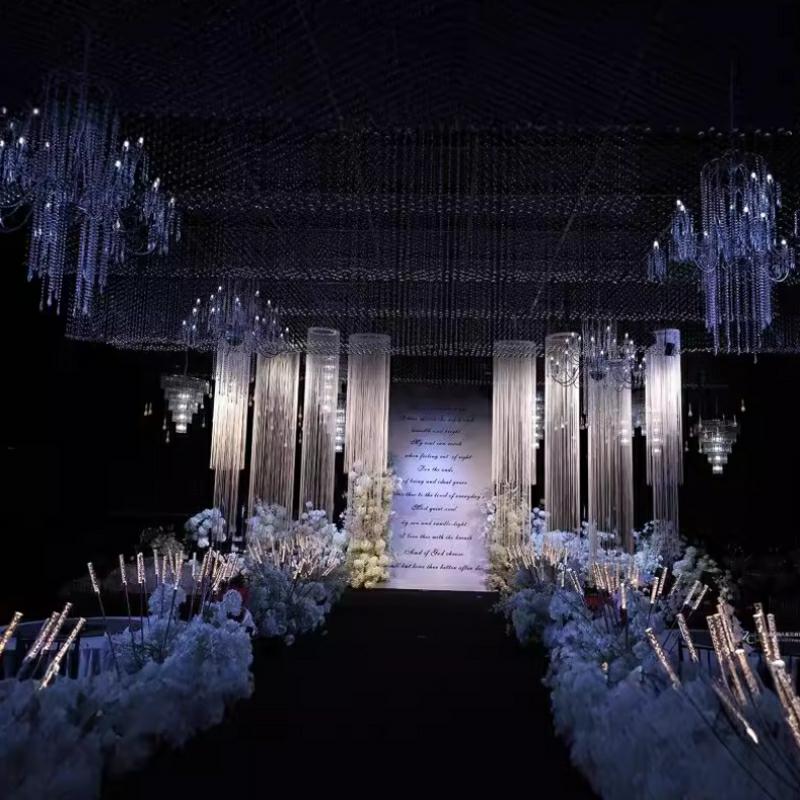 3PCS White Encrypted Line Curt - Wedding Backdrop Curtain ulasan dan harga