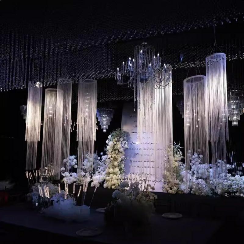 3PCS White Encrypted Line Curt - Wedding Backdrop Curtain ulasan dan harga