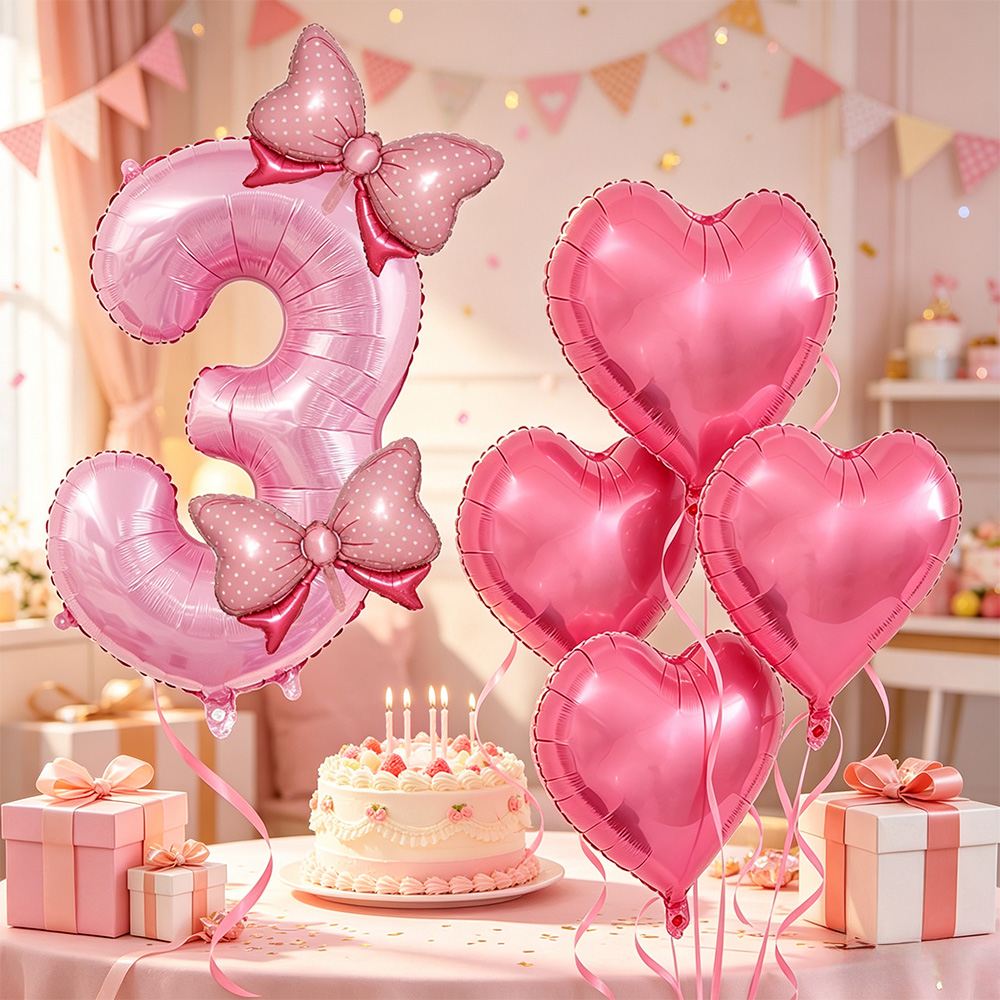 Pink Bow Party Decor Pink Bow  - Confetti Balloon Set ulasan dan harga