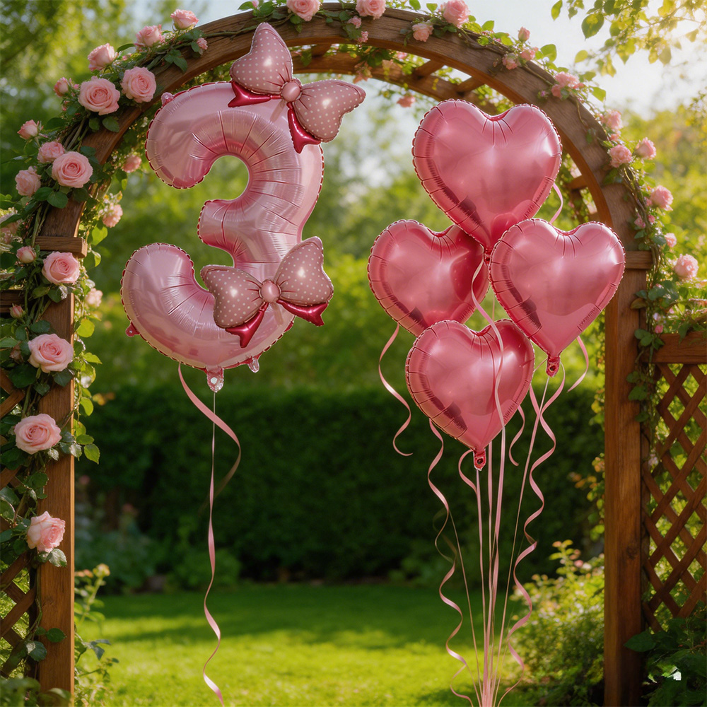 Pink Bow Party Decor Pink Bow  - Confetti Balloon Set ulasan dan harga