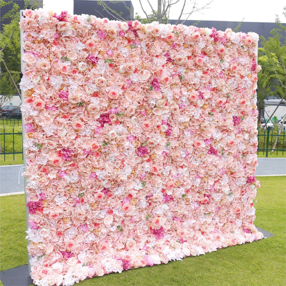 Uflower Pink Rose Hydrangea 5D - Wedding Backdrop Curtain ulasan dan harga