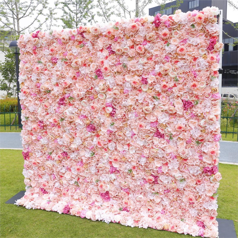 Uflower Pink Rose Hydrangea 5D - Wedding Backdrop Curtain ulasan dan harga