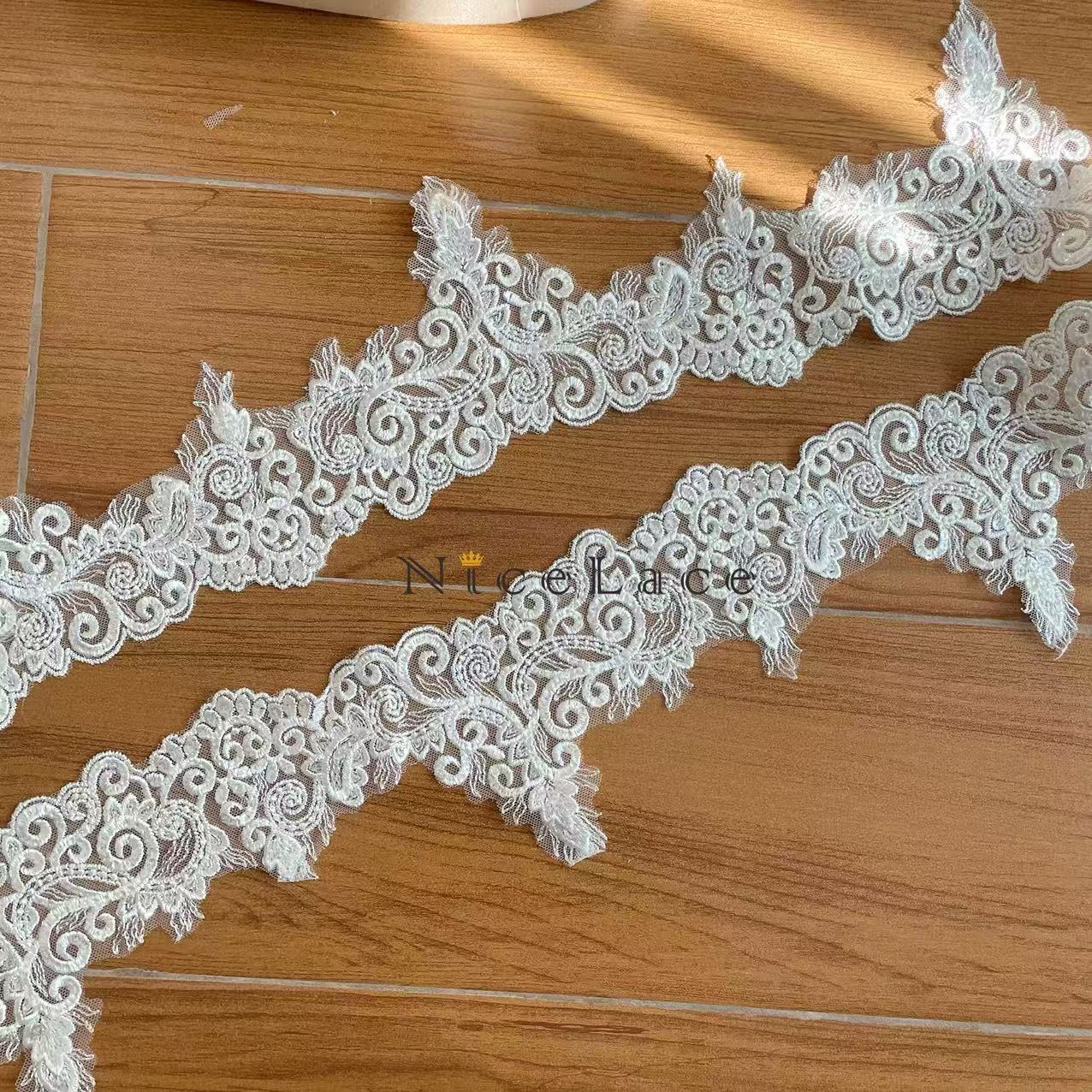 1 yard ivory Embroidery Lace E - Wedding Water Supply ulasan dan harga
