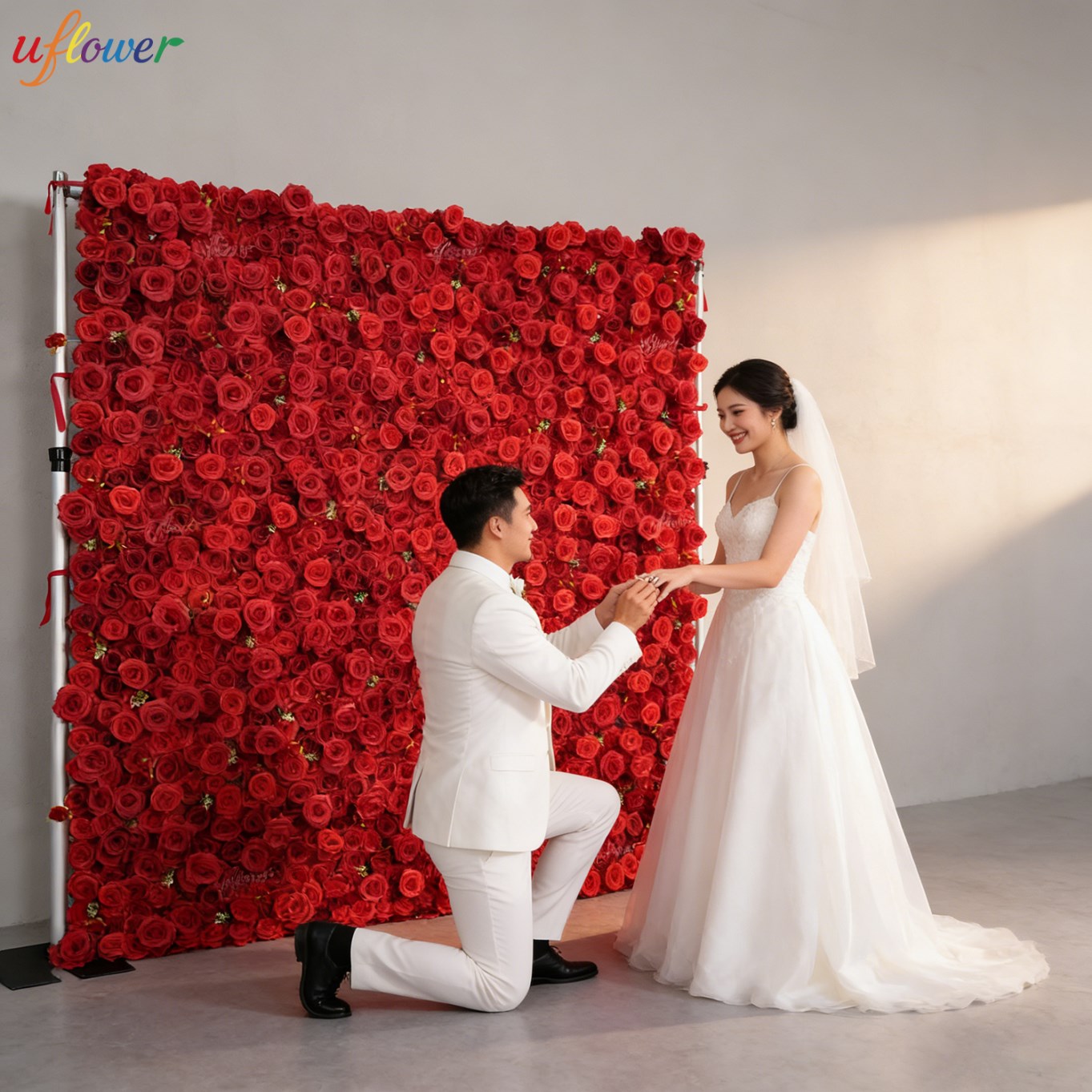 Uflower Red Rose Artificial Fl - Wedding Backdrop Curtain ulasan dan harga