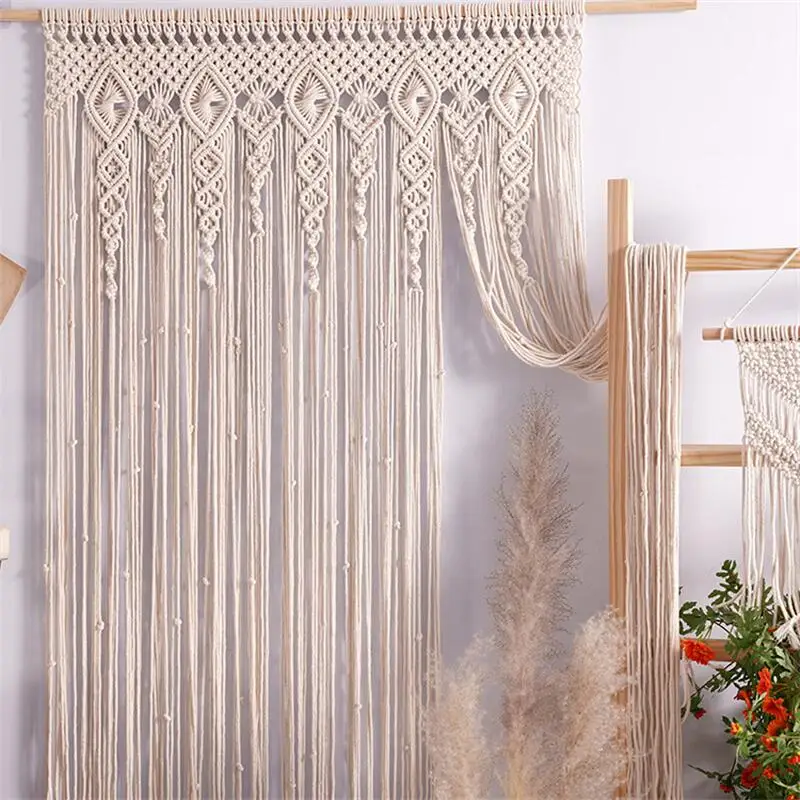 Hand-woven Macrame Wall Hangin - Wedding Backdrop Curtain ulasan dan harga