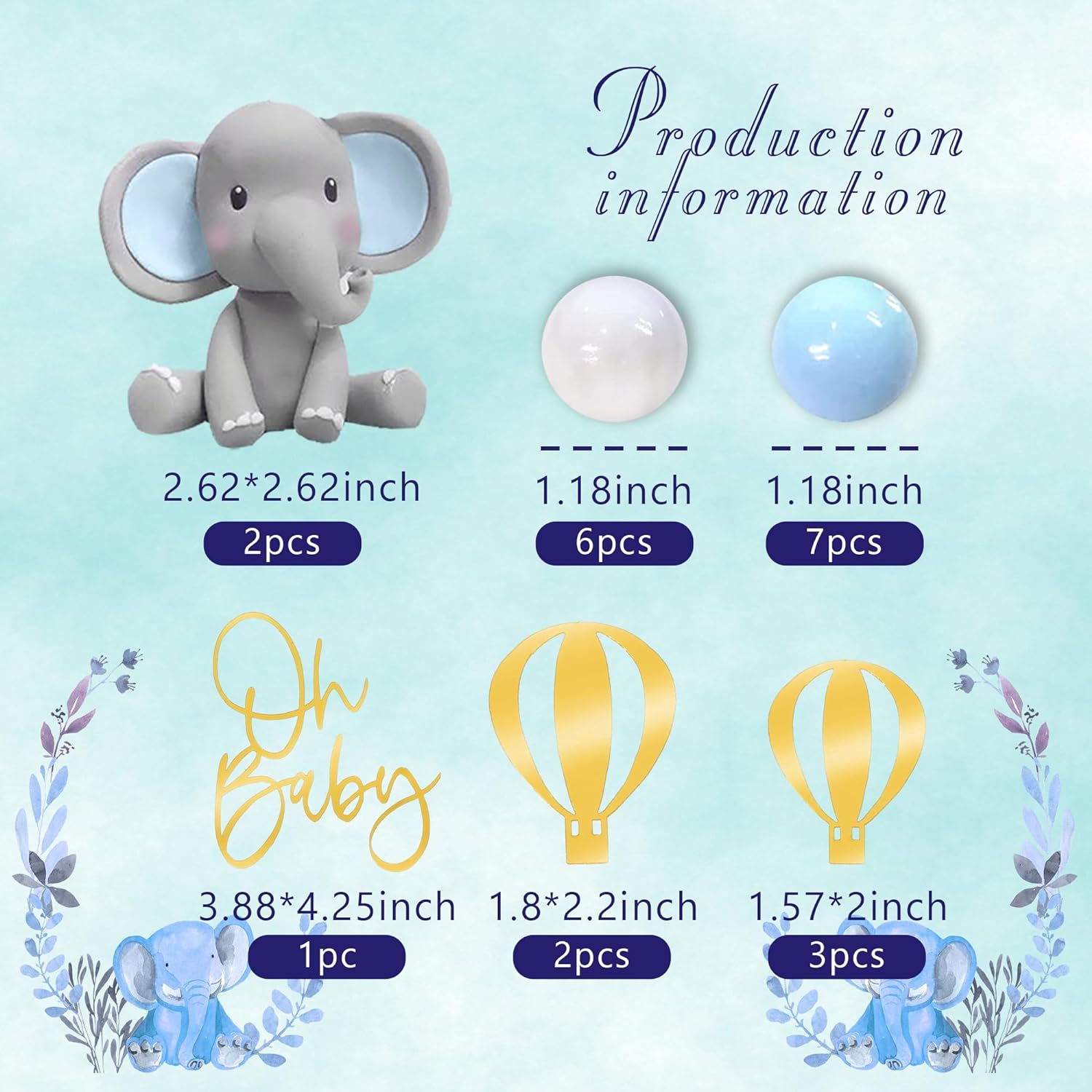 Elephant Cake Decoration Baby  - Confetti Balloon Set ulasan dan harga