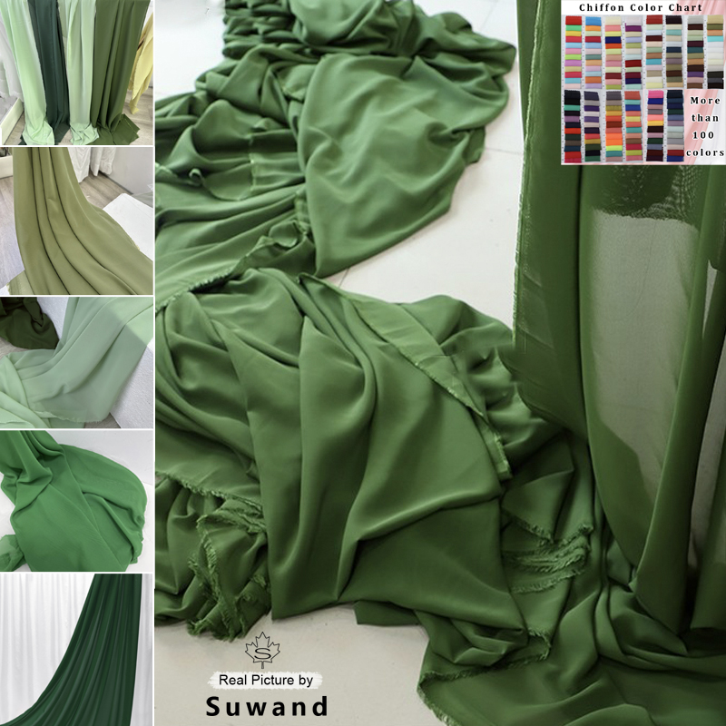 Olive Green Chiffon Fabric Bri - Wedding Backdrop Curtain ulasan dan harga