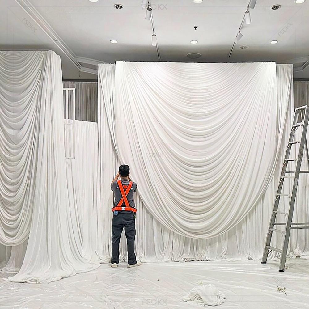 FSDKX Cheap White Ice Silk Clo - Wedding Backdrop Curtain ulasan dan harga
