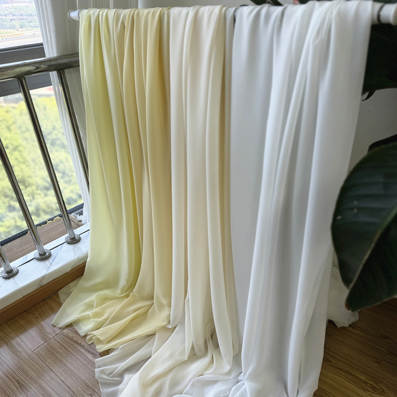 White Yellow Chiffon Fabric Br - Wedding Backdrop Curtain ulasan dan harga
