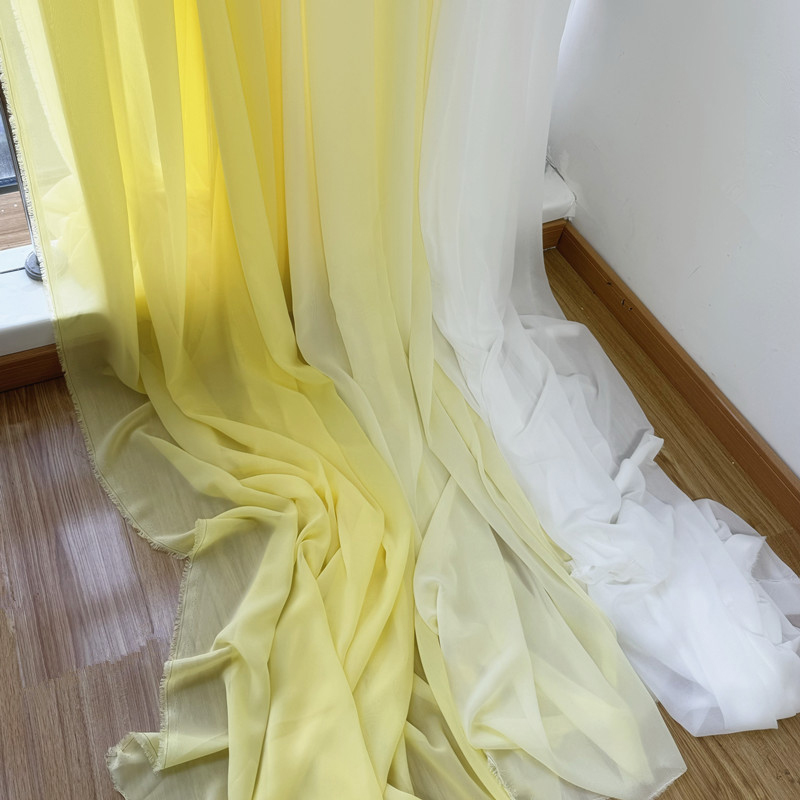 White Yellow Chiffon Fabric Br - Wedding Backdrop Curtain ulasan dan harga
