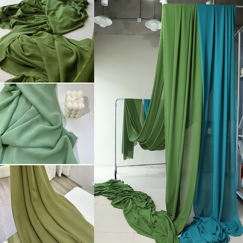 Olive Avocado Green Chiffon Fa - Wedding Backdrop Curtain ulasan dan harga