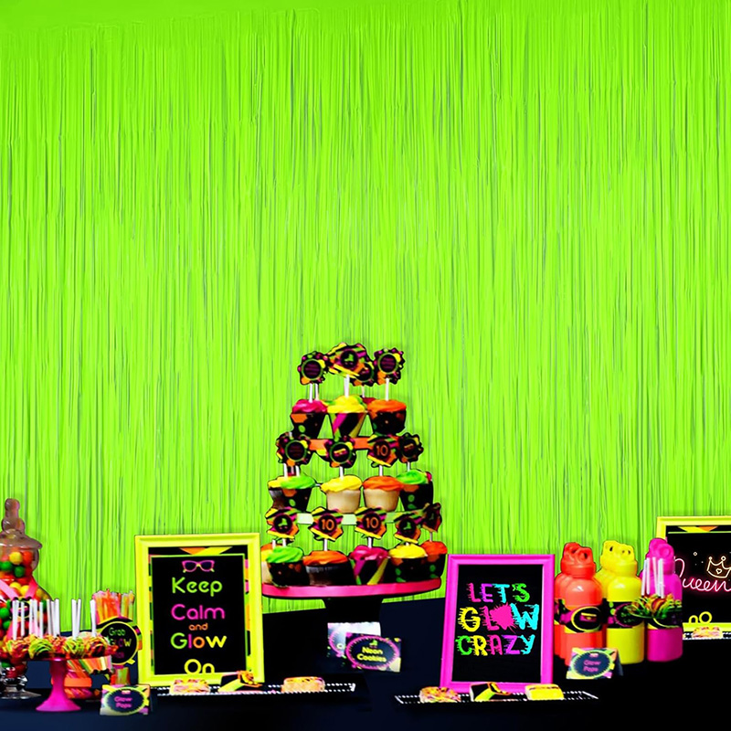 Glow Party Neon Foil Fringe Cu - Wedding Backdrop Curtain ulasan dan harga