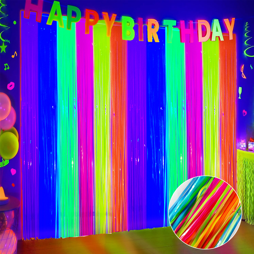 Multi-Color Glow in the Dark F - Wedding Backdrop Curtain ulasan dan harga