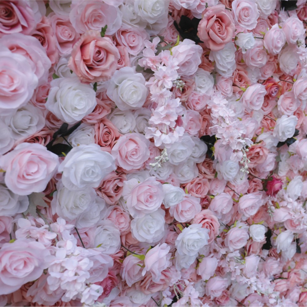 Uflower 5D Pink White Rose Clo - Wedding Backdrop Curtain ulasan dan harga