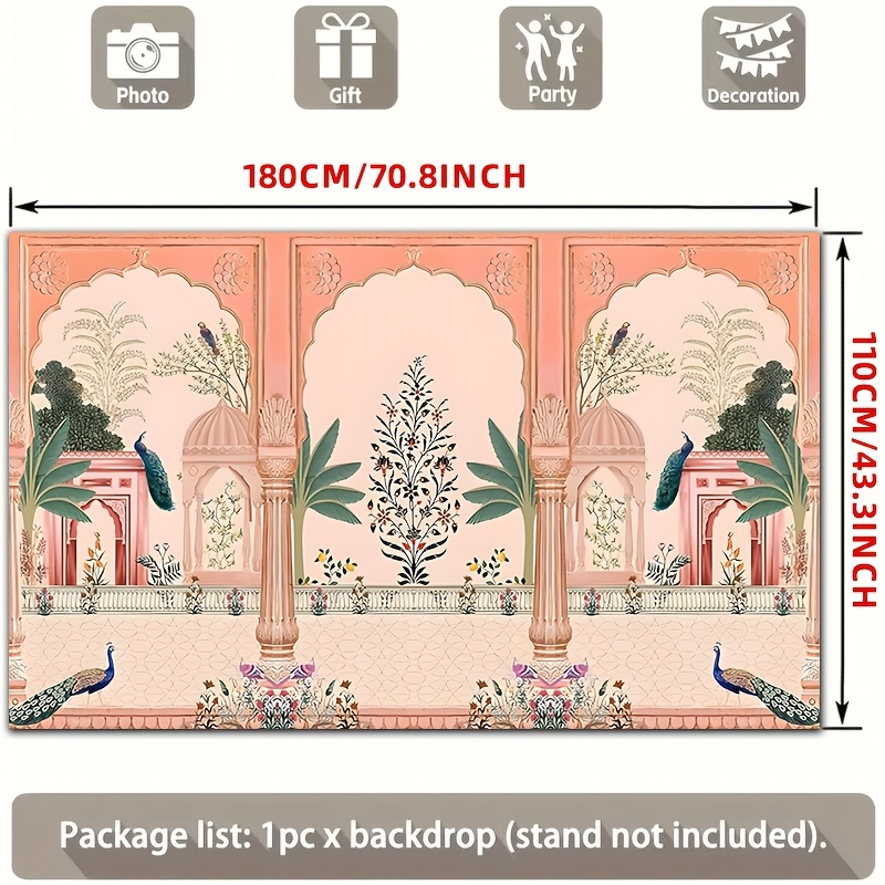 Ornate Mughal Floral Peacock B - Wedding Backdrop Curtain ulasan dan harga