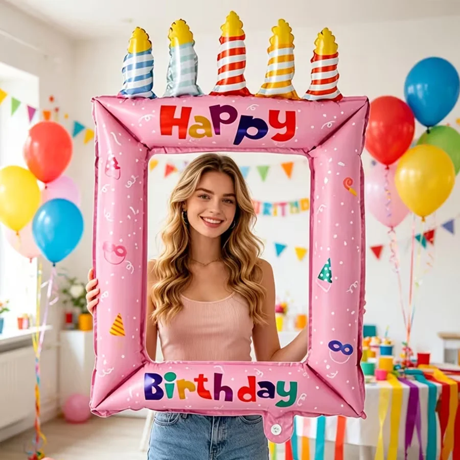 1/2pcs Blue Pink Birthday Phot - Confetti Balloon Set ulasan dan harga