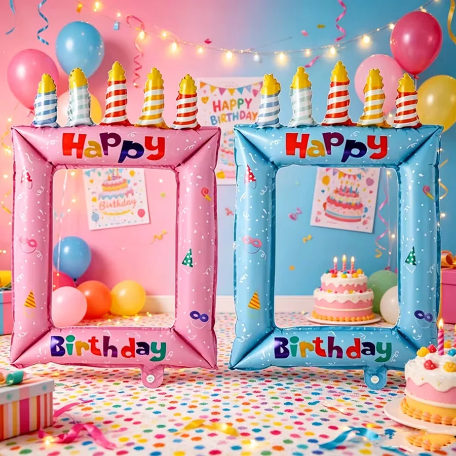 1/2pcs Blue Pink Birthday Phot - Confetti Balloon Set ulasan dan harga