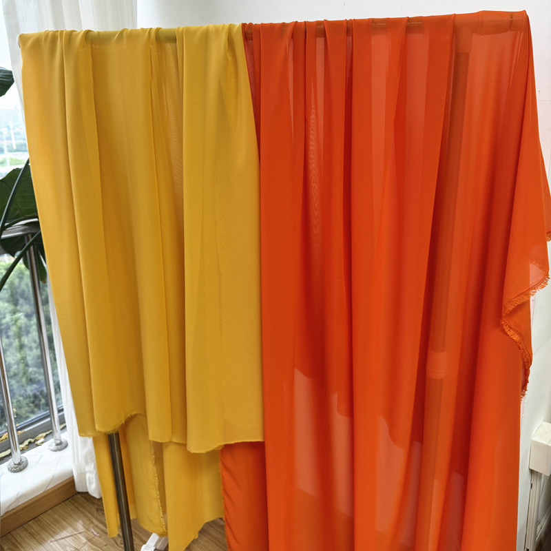 Yellow Orange Chiffon Fabric B - Wedding Backdrop Curtain ulasan dan harga