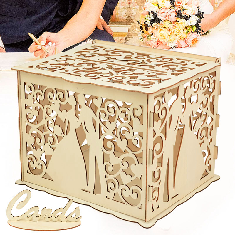 Wedding Wooden Gifts Card Boxe - Wedding Supply Rentals ulasan dan harga