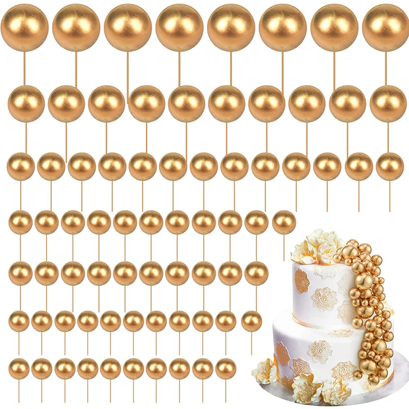 80 Pcs Gold Balls Cake Topper  - Confetti Balloon Set ulasan dan harga