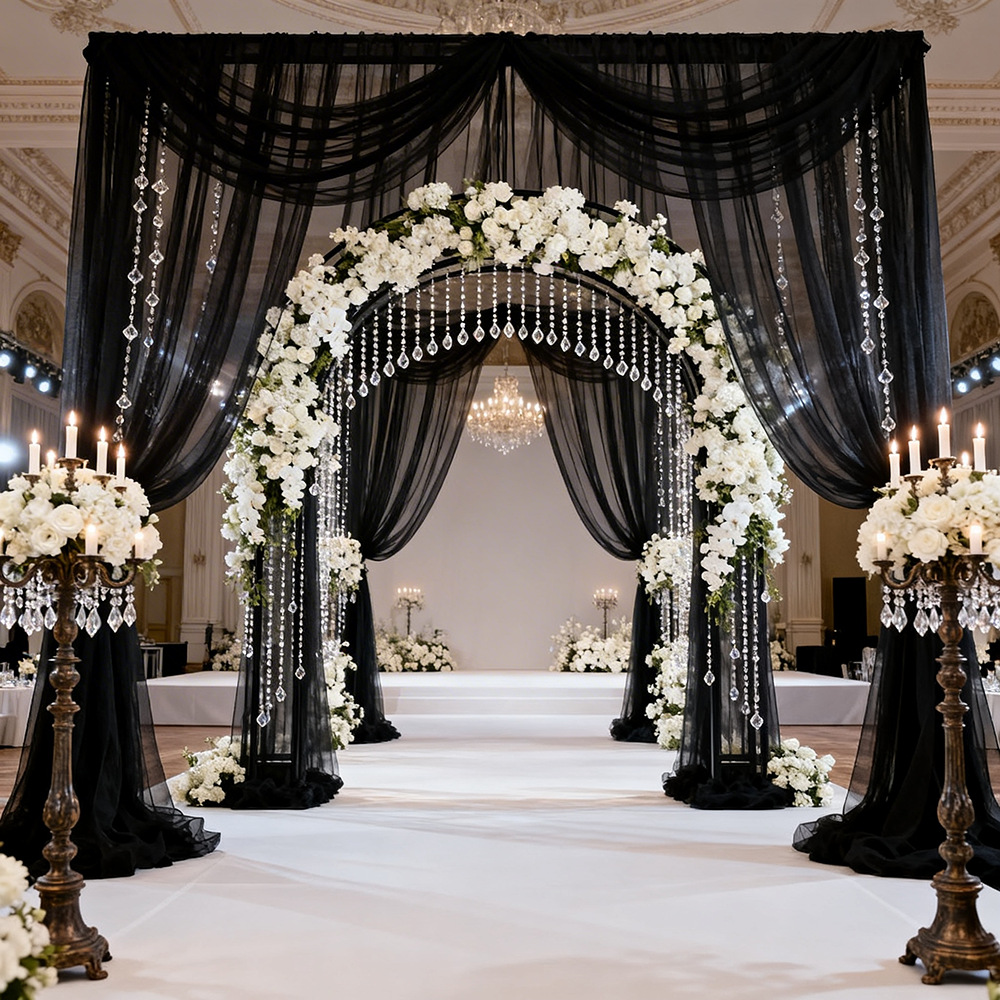 Extra Long Semi Transparent Tu - Wedding Backdrop Curtain ulasan dan harga