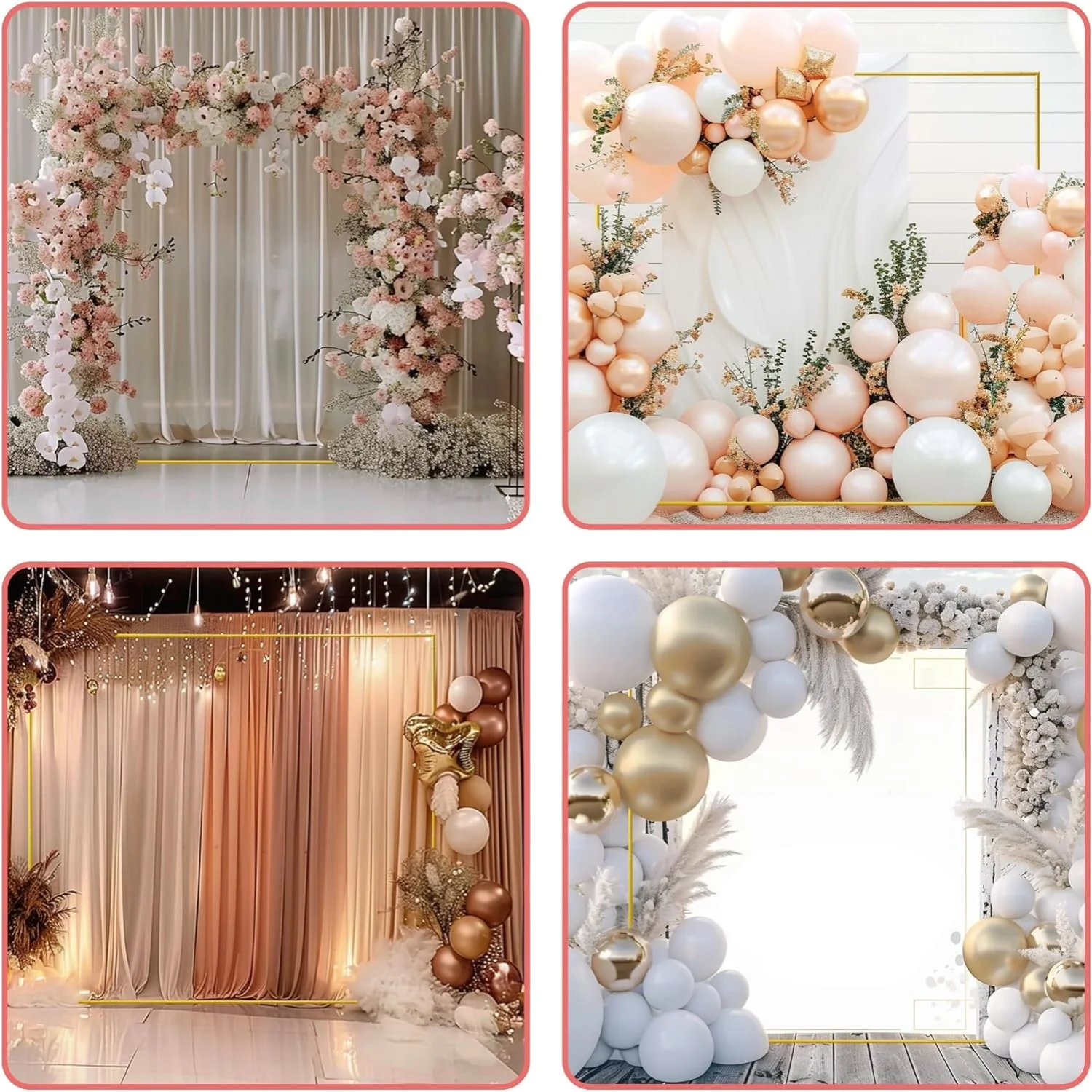 Gold Wedding Arches Square Bac - Confetti Balloon Set ulasan dan harga